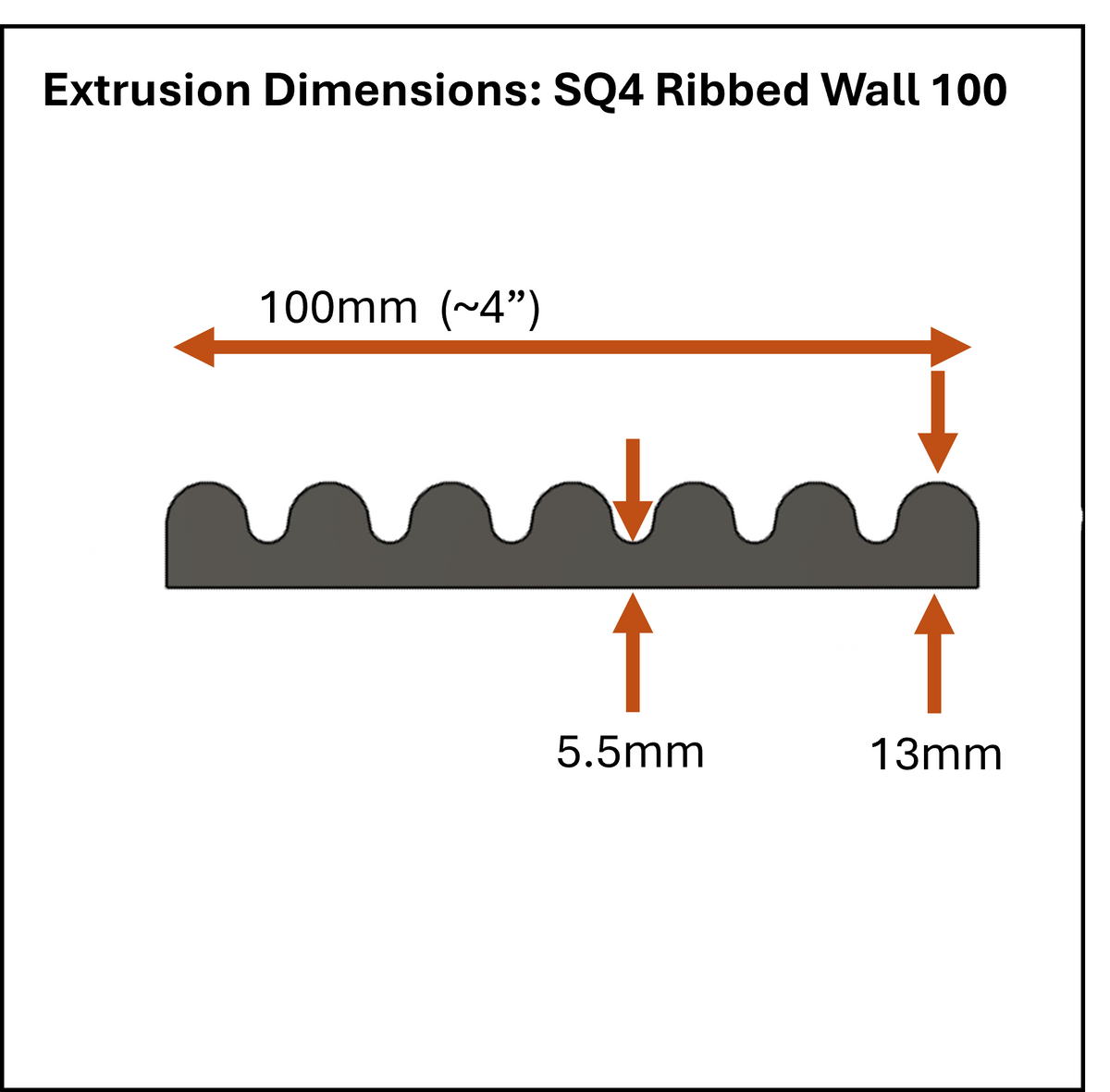 Square Ribbed Wall Die - 100 mm