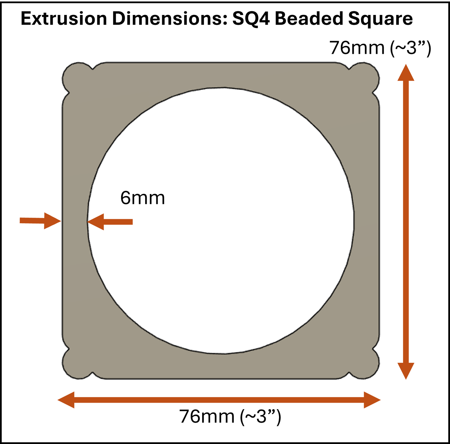 Square Beaded-Square Clay Extrusion Die