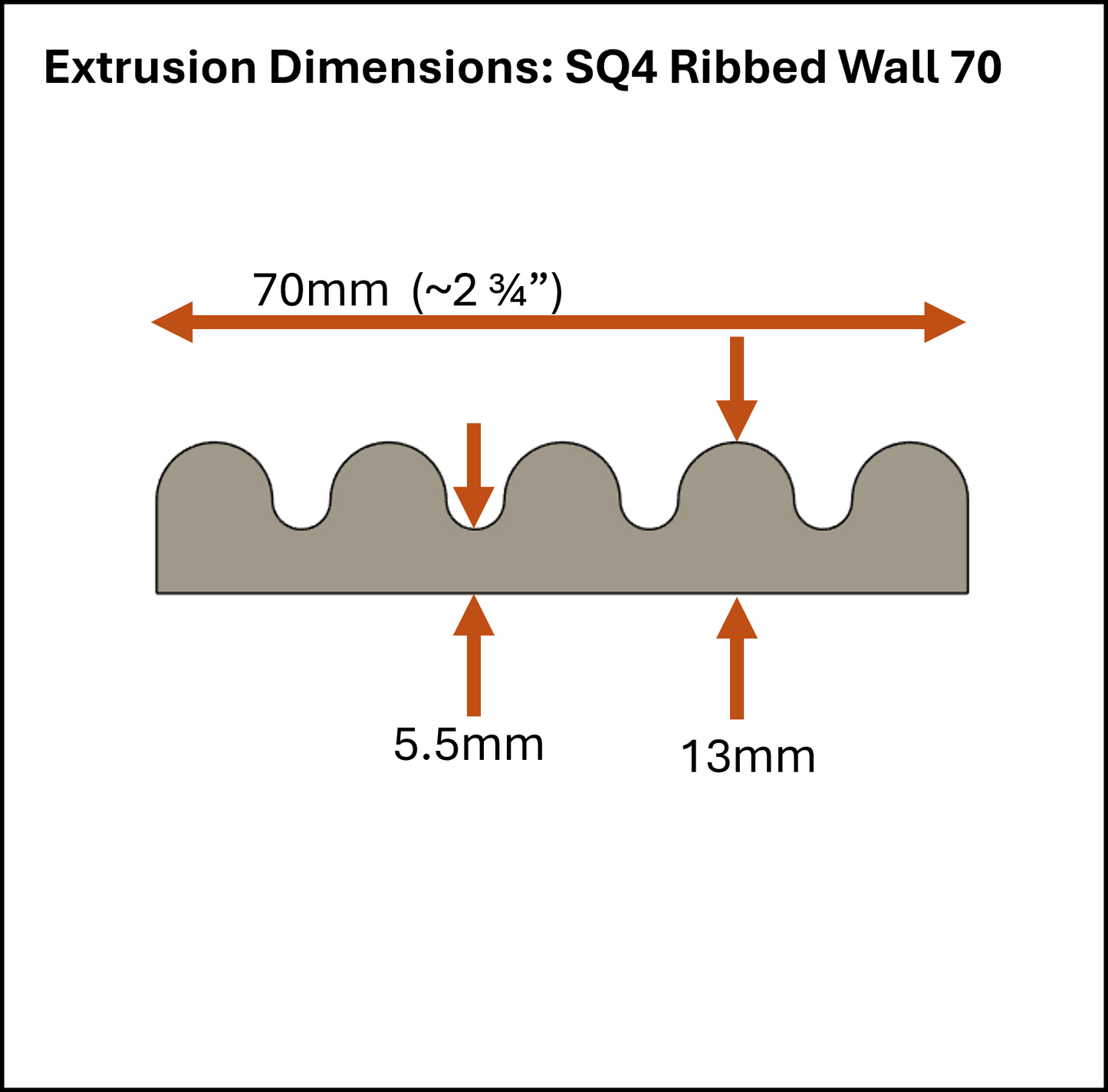 Square Ribbed Wall Die - 70 mm